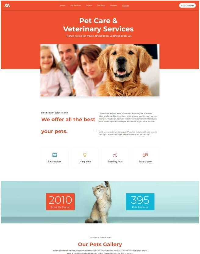 宠物护理服务机构网站html模板 - 源空间