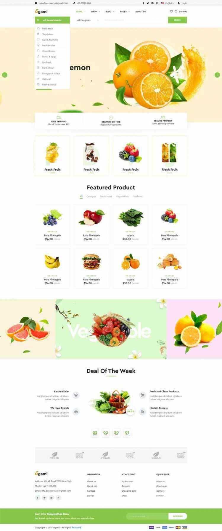 多用途的响应式食品商城网站 - 源空间