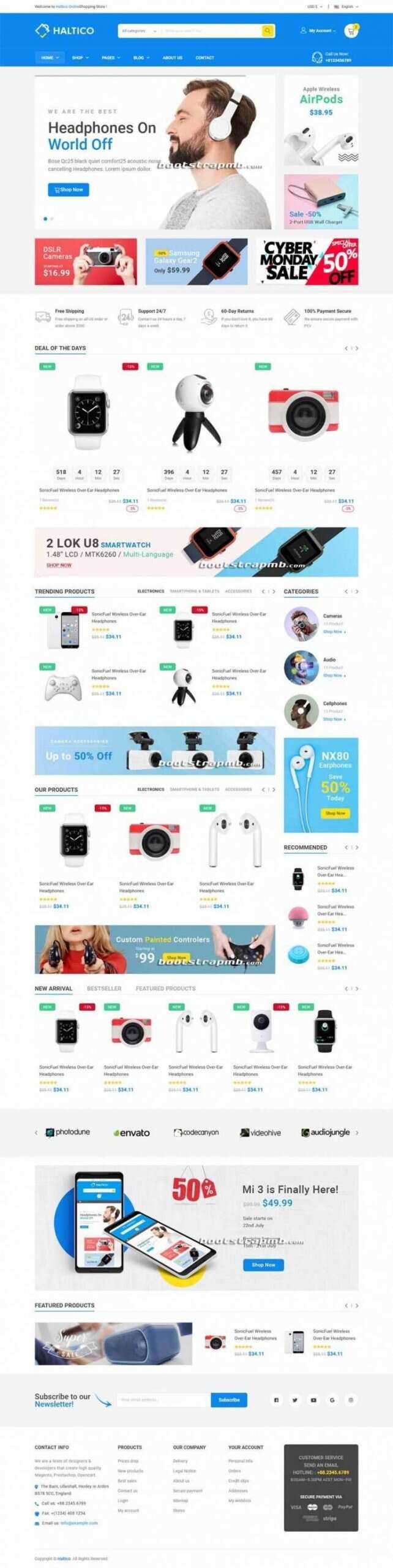 蓝色Bootstrap4大型响应式数码产品设备商城 - 源空间