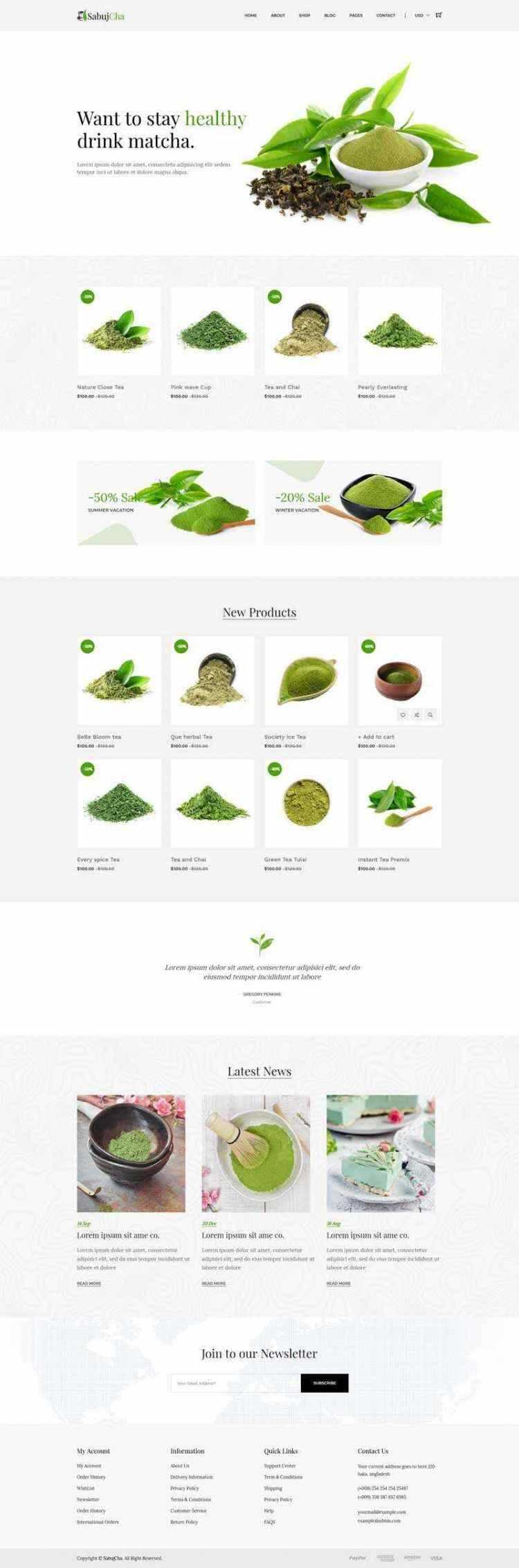 绿色bootstrap响应式茶叶抹茶在线电子商城 - 源空间