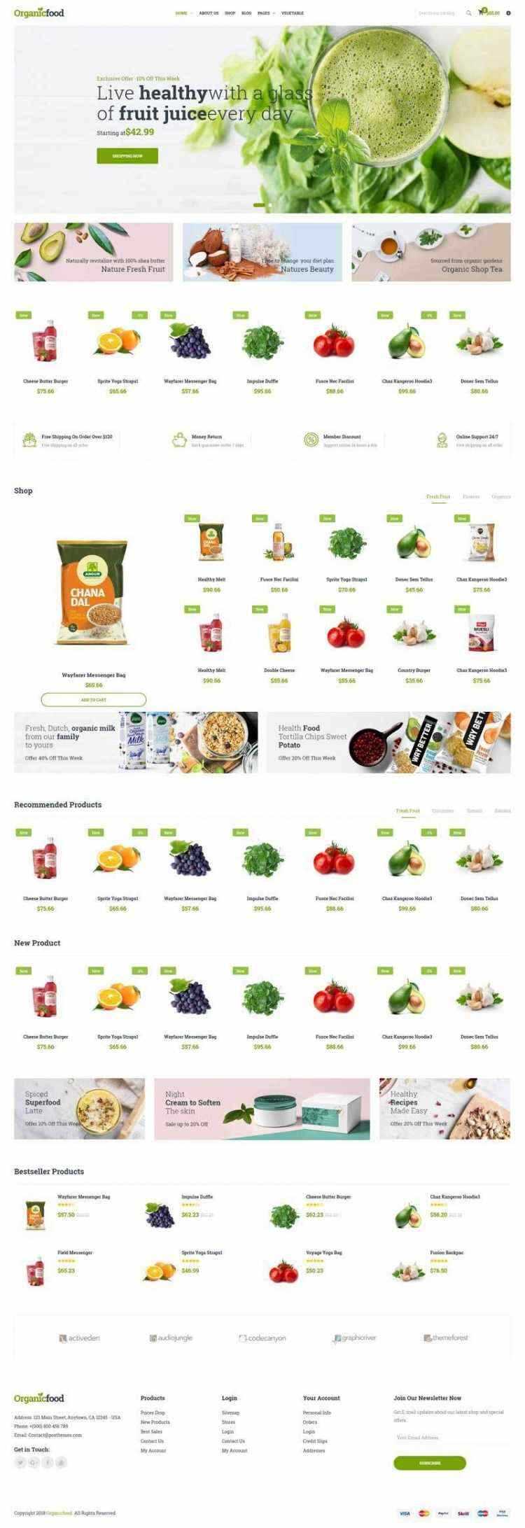 绿色Bootstrap4响应式食品蔬菜水果外卖预订商城网站 - 源空间