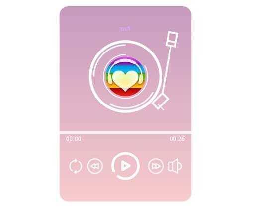 网页粉色渐变音乐播放器效果html源码 - 源空间