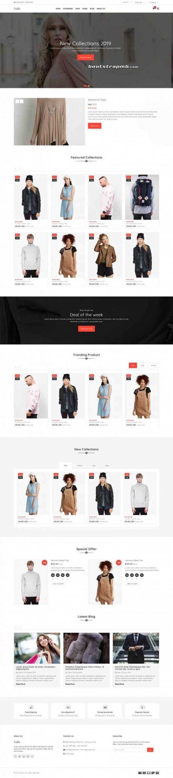 Bootstrap响应式英文服装商城 - 源空间