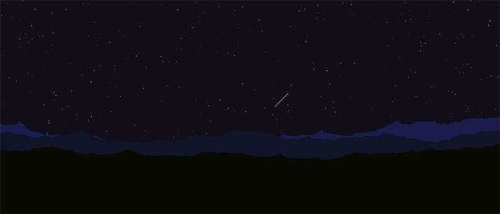 html5 canvas山顶夜空流星划过背景动画特效 - 源空间
