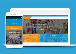 蓝色宽屏保洁类公司网站模板 - 源空间