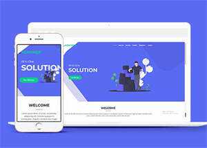 蓝色宽屏手机业务网站模板下载 - 源空间