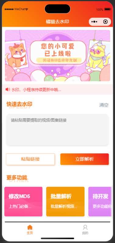 橘猫去水印小程序源码免费分享 - 源空间