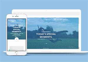 蓝色单人旅行拍照网站模板源码 - 源空间