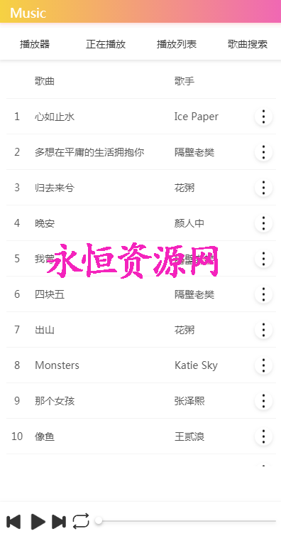 美化版音乐网站源码 - 源空间
