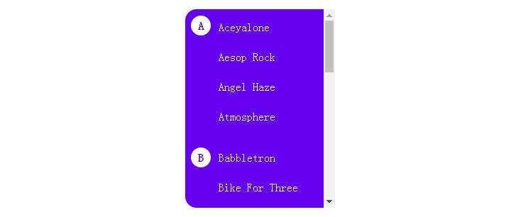 js+css3侧边栏滚动显示首字母索引特效 - 源空间