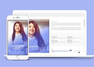 响应式蓝色个人简介类网站模板 - 源空间
