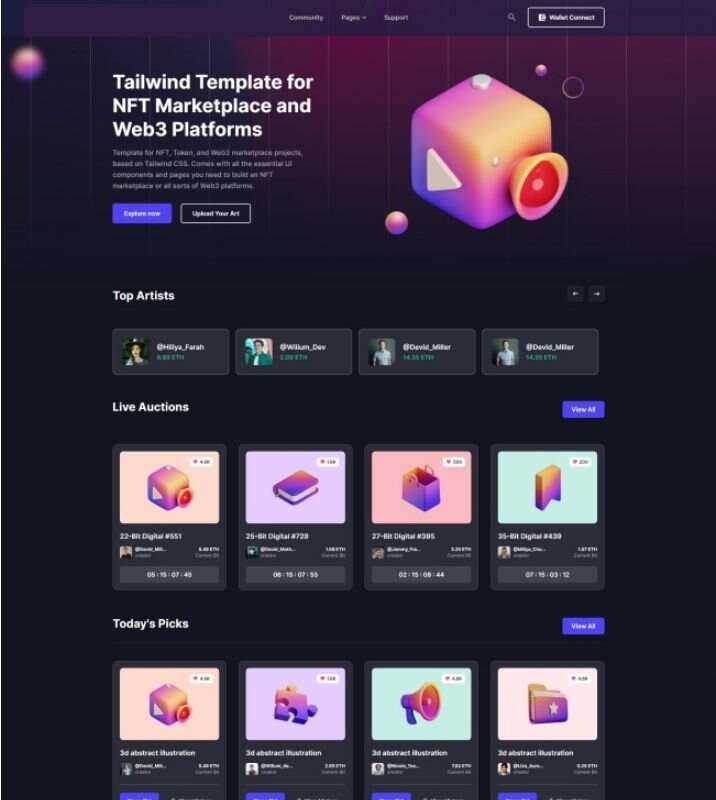 NFT市场服务企业网站html模板 - 源空间