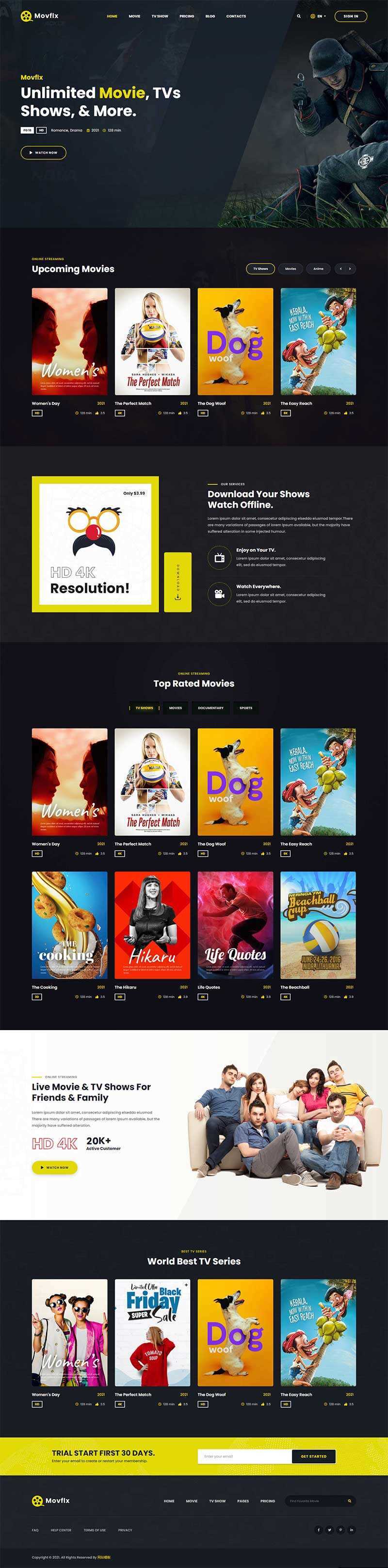 响应式在线影院视频平台HTML5模板 - 源空间