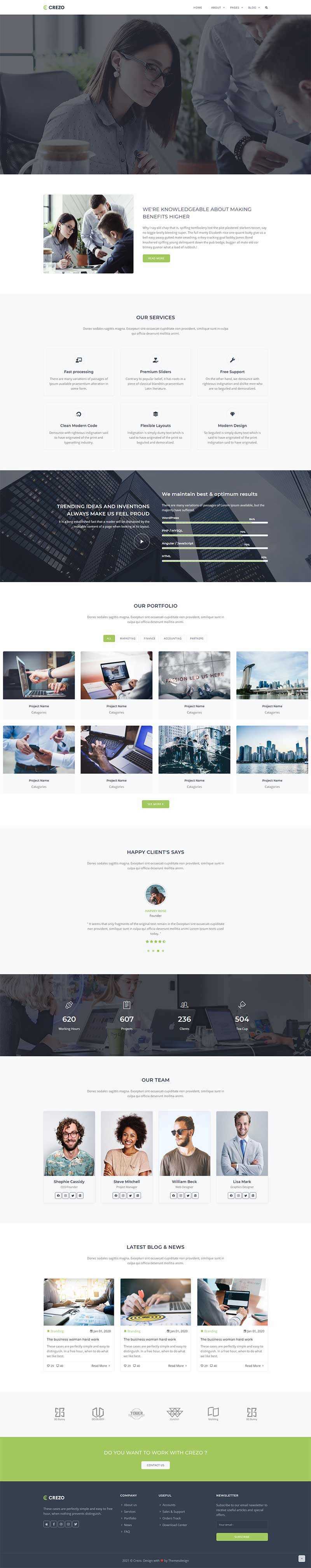 Bootstrap多用途的商业公司展示HTML5模板 - 源空间