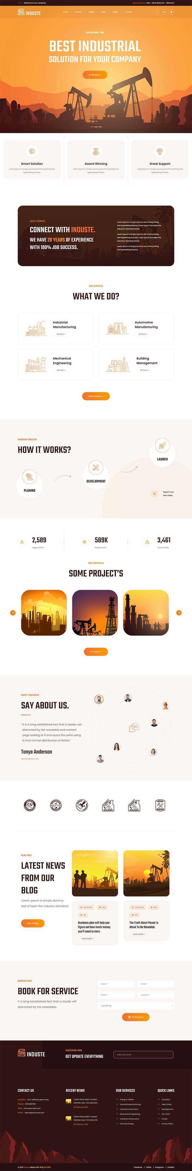 Bootstrap橙色多用途的工业生产企业网站html模板 - 源空间