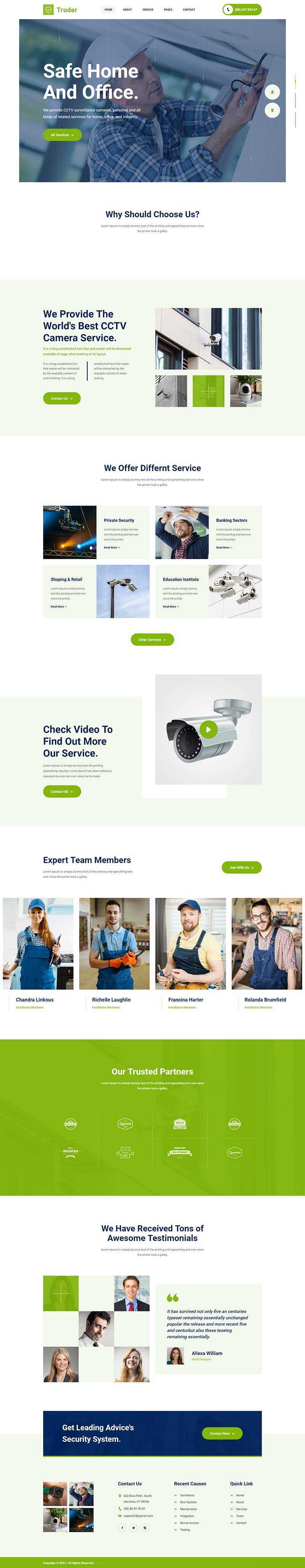 绿色风格视频监控安装安防公司网页模板 - 源空间
