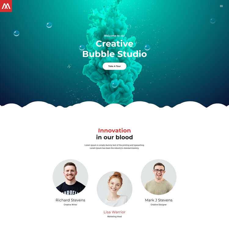 个性创意泡泡工作室html5模板 - 源空间