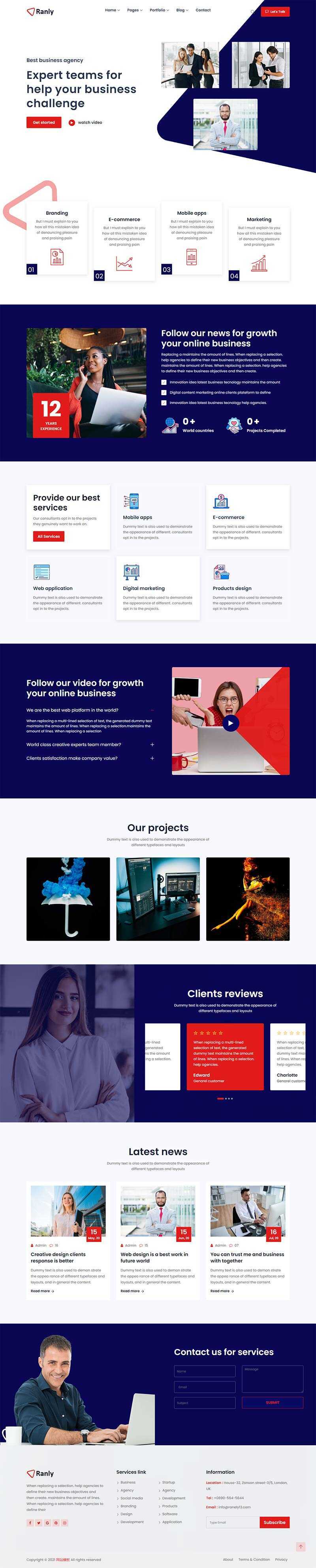 Bootstrap多用途的商业服务公司网站HTML模板 - 源空间