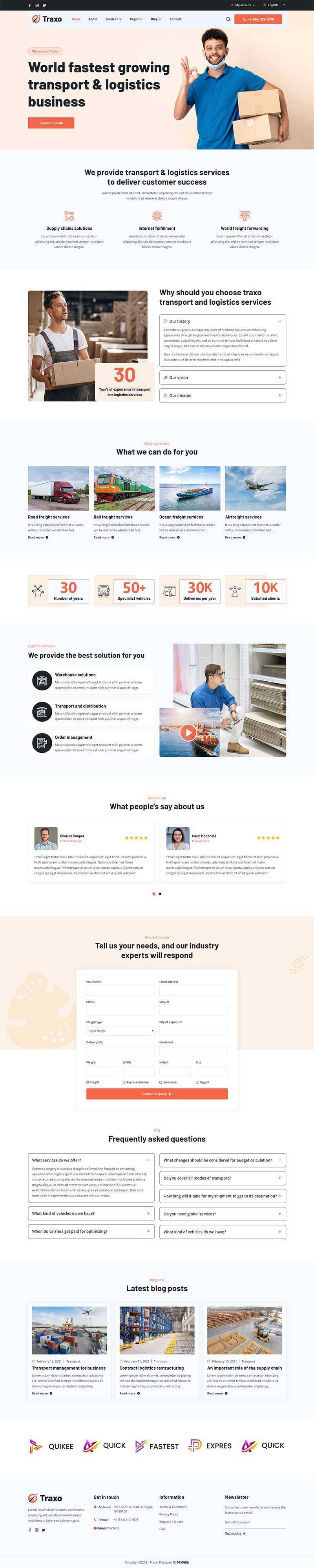 响应式多用途的物流快递公司HTML模板 - 源空间