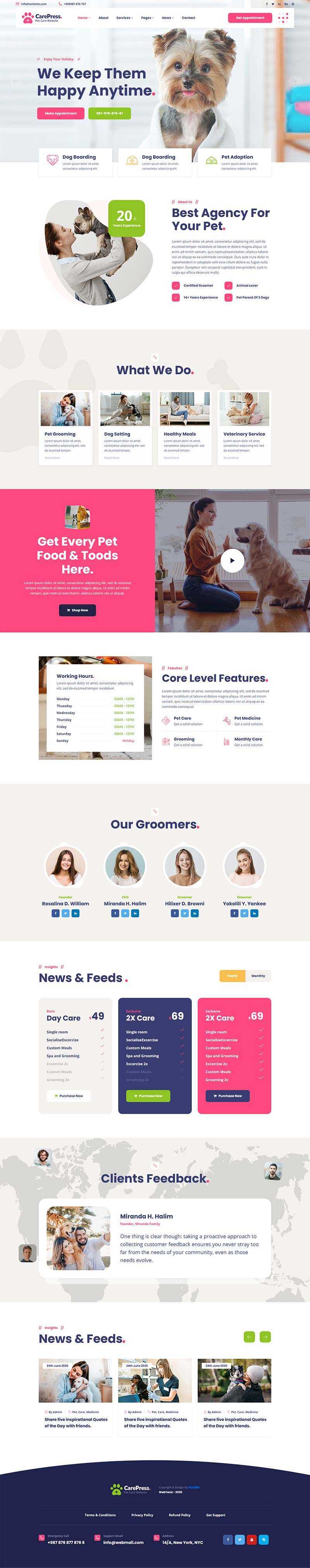 宠物护理医院兽医店铺官网HTML5模板 - 源空间
