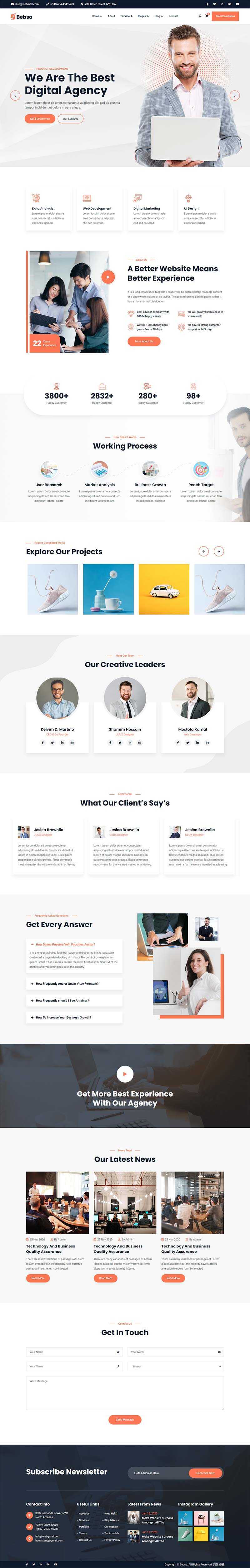 bootstrap4多用途的咨询公司业务展示html模板 - 源空间