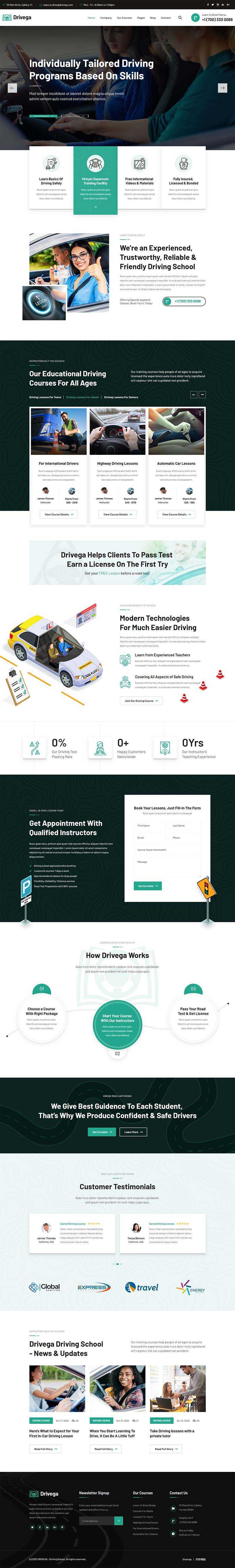 绿色汽车驾校培训企业官网HTML模板 - 源空间