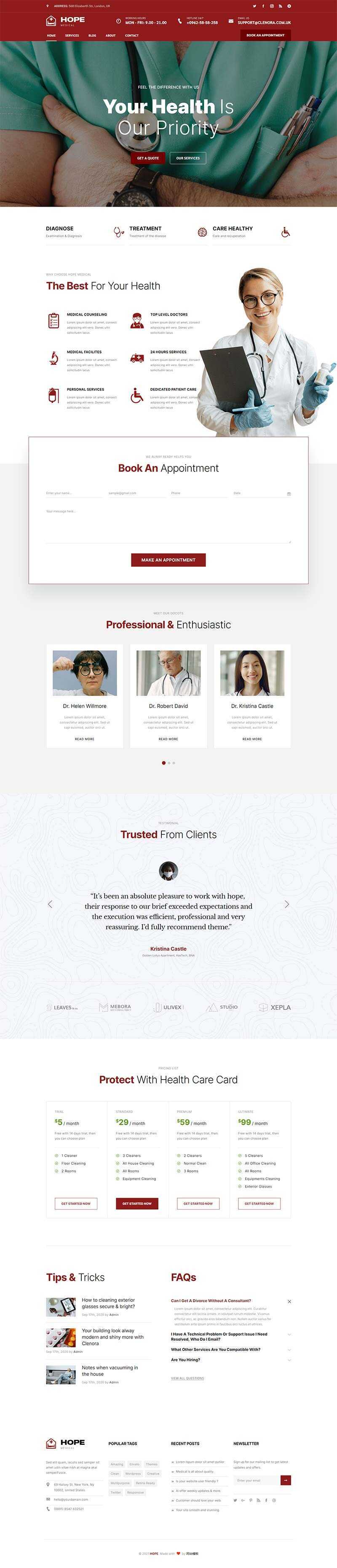 bootstrap牙科医院门诊医疗服务网站HTML5模板 - 源空间