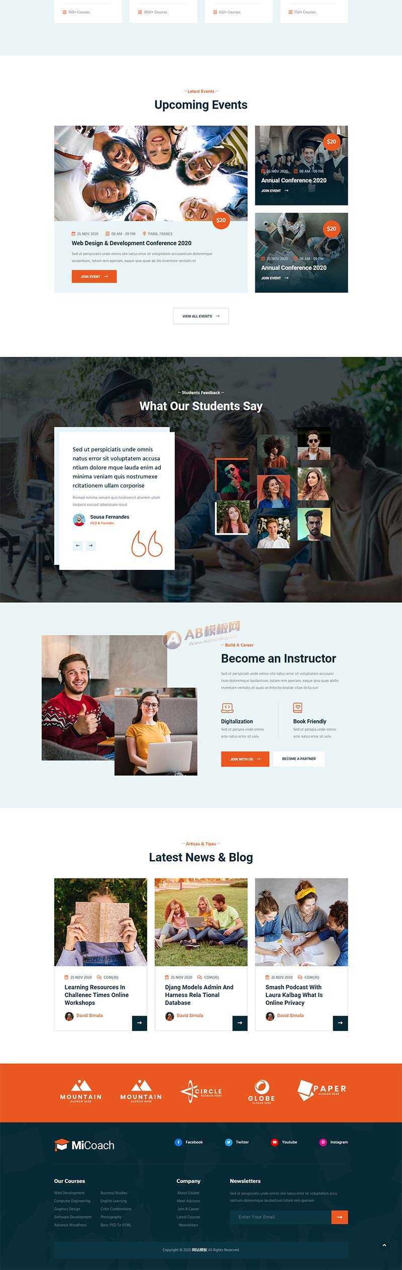 响应式在线课程教育培训行业网站HTML5模板 - 源空间