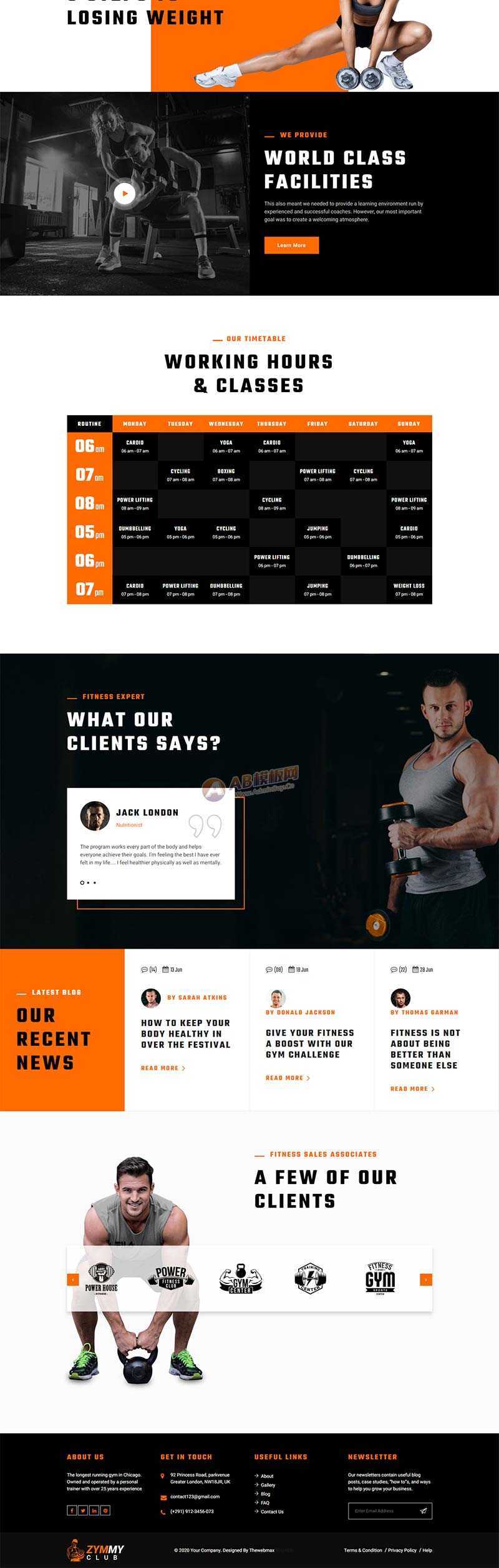 响应式html5健身俱乐部网站html模板 - 源空间