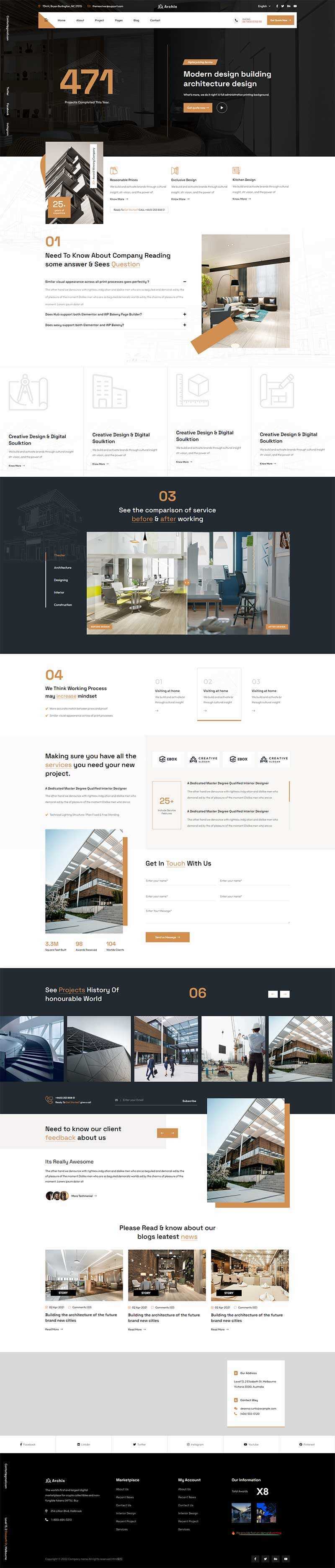 咖啡色现代建筑设计服务公司网站html模板 - 源空间