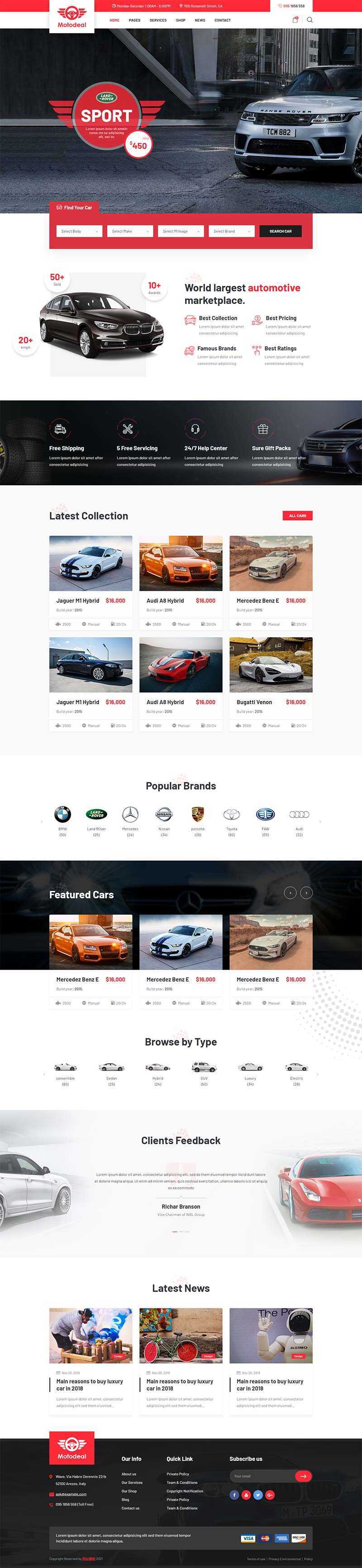 红色大气的汽车销售交易平台网页html模板 - 源空间