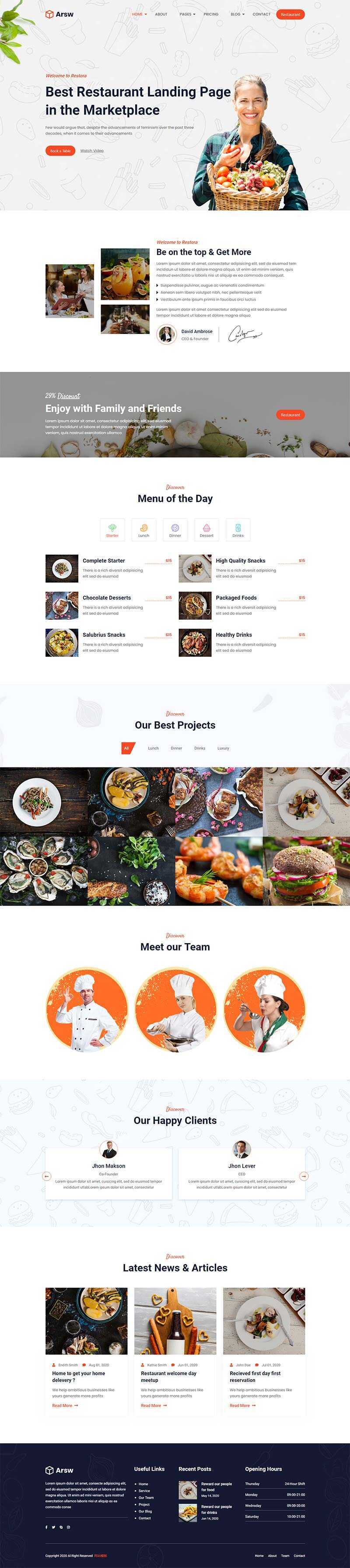 响应式甜品美食餐厅，快餐店网站HTML模板 - 源空间
