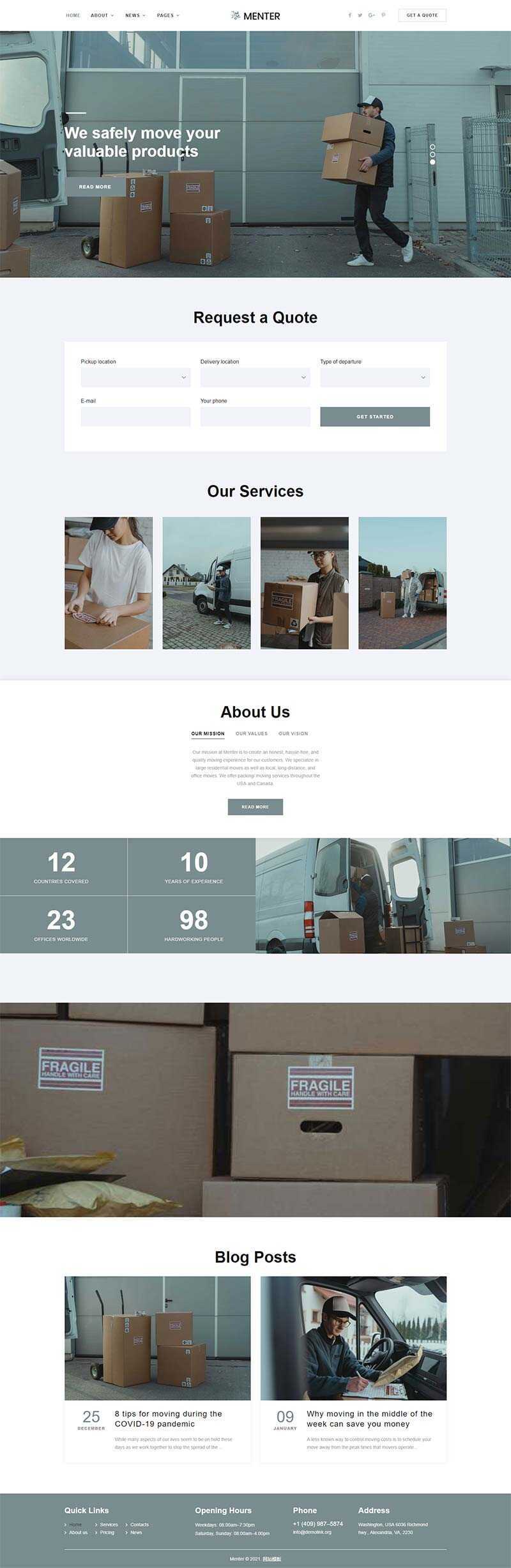 bootstrap响应式搬家快递公司网站html5模板 - 源空间