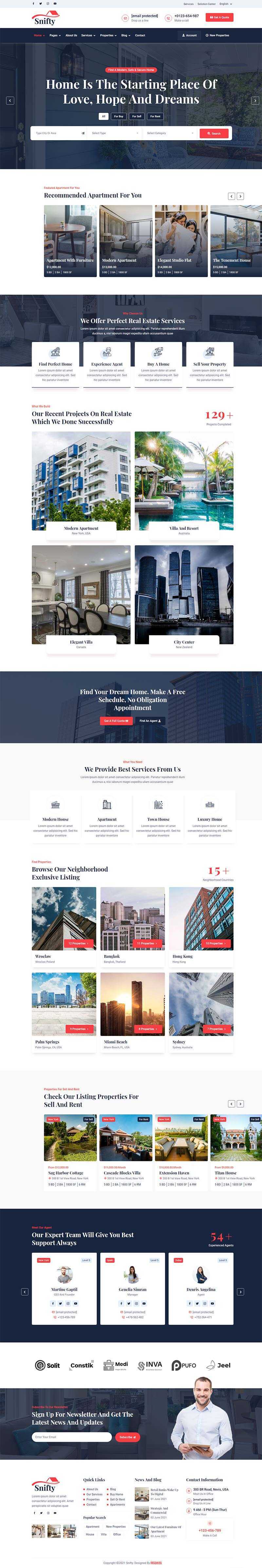 bootstrap5深蓝色房地产信息资讯平台HTML5模板 - 源空间