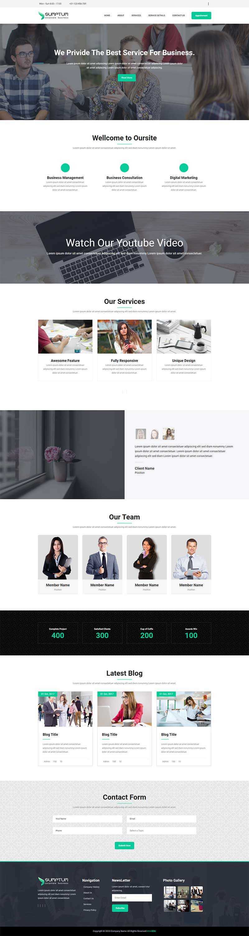 宽屏大气的企业官网网站模板 HTML模板 - 源空间