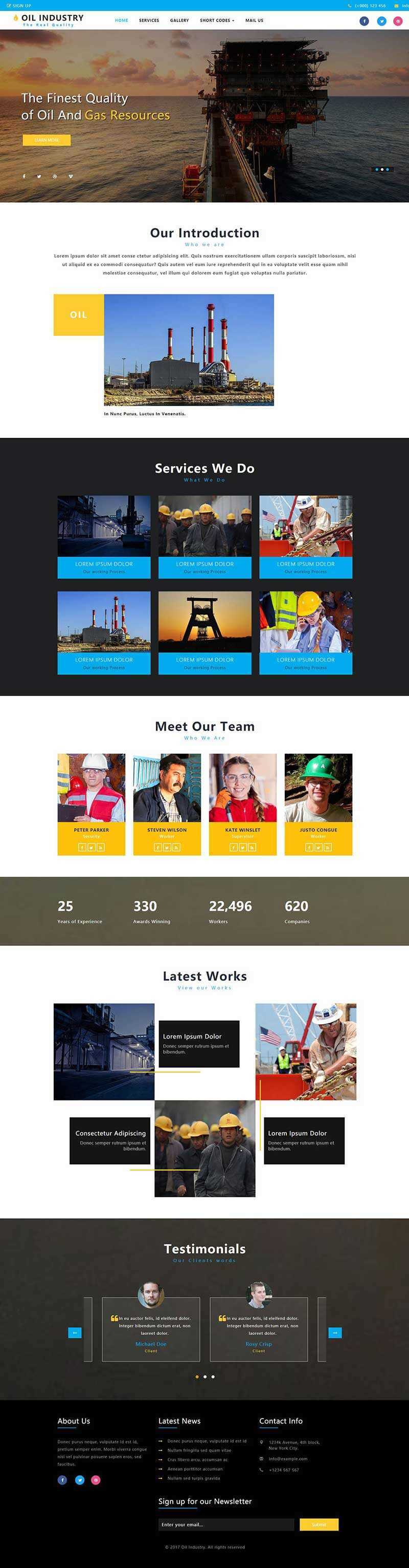 bootstrap石油开采工业类企业网站html模板 - 源空间