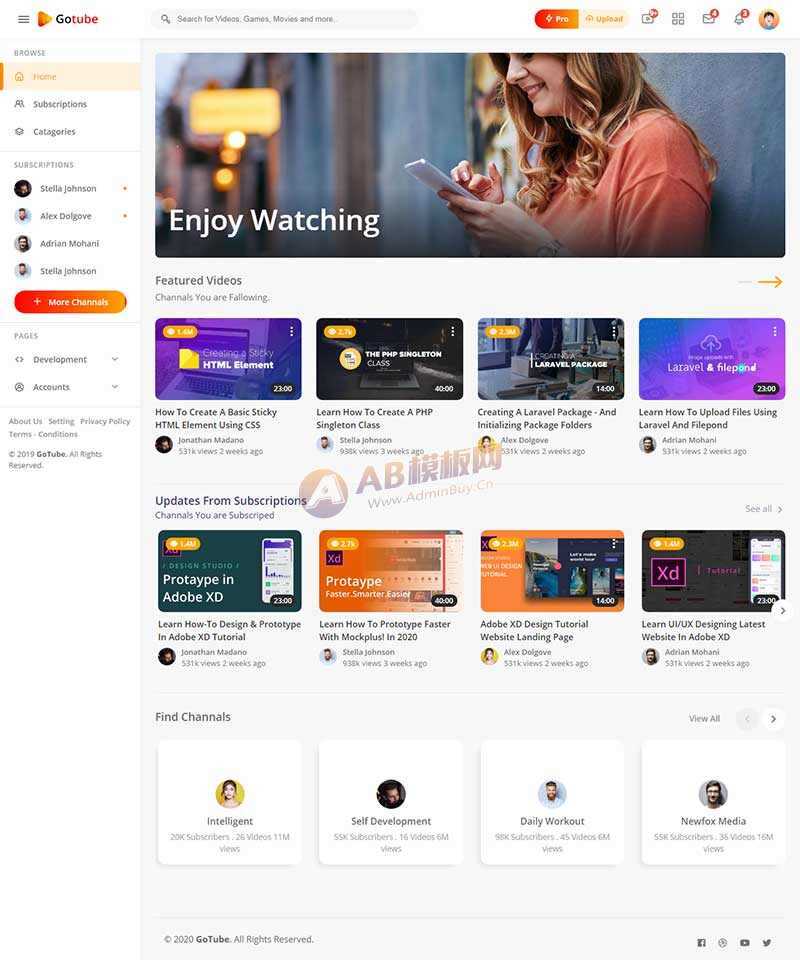 响应式网络视频共享平台网站HTML模板 - 源空间