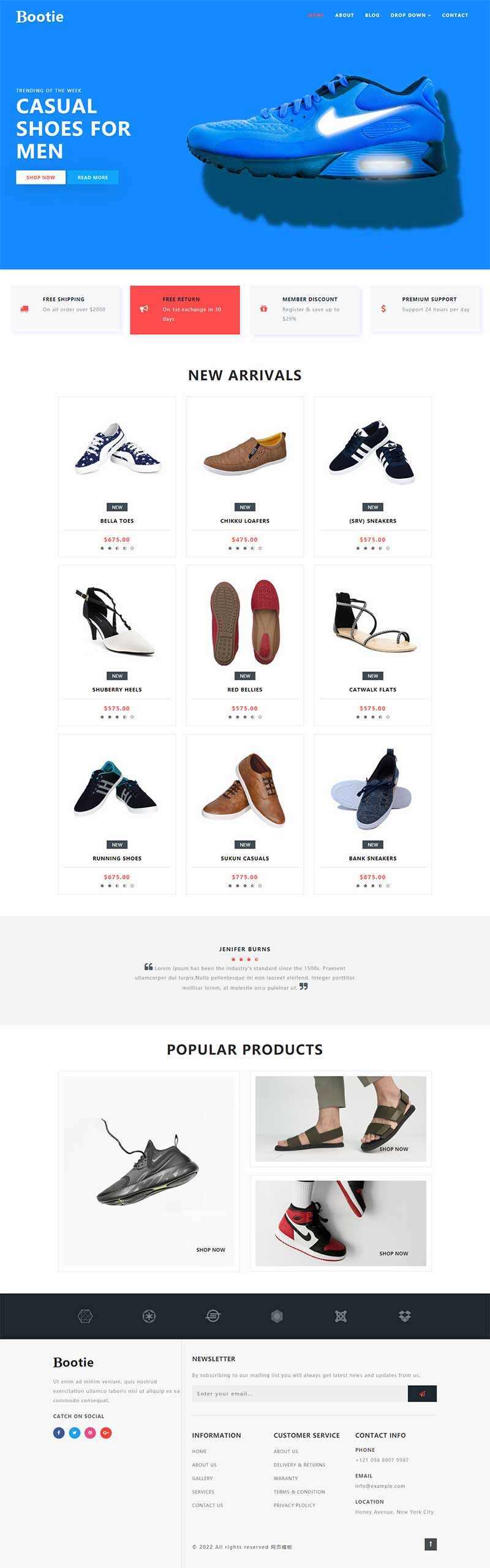简洁大气的鞋子商城Bootstrap响应式网页模板 - 源空间