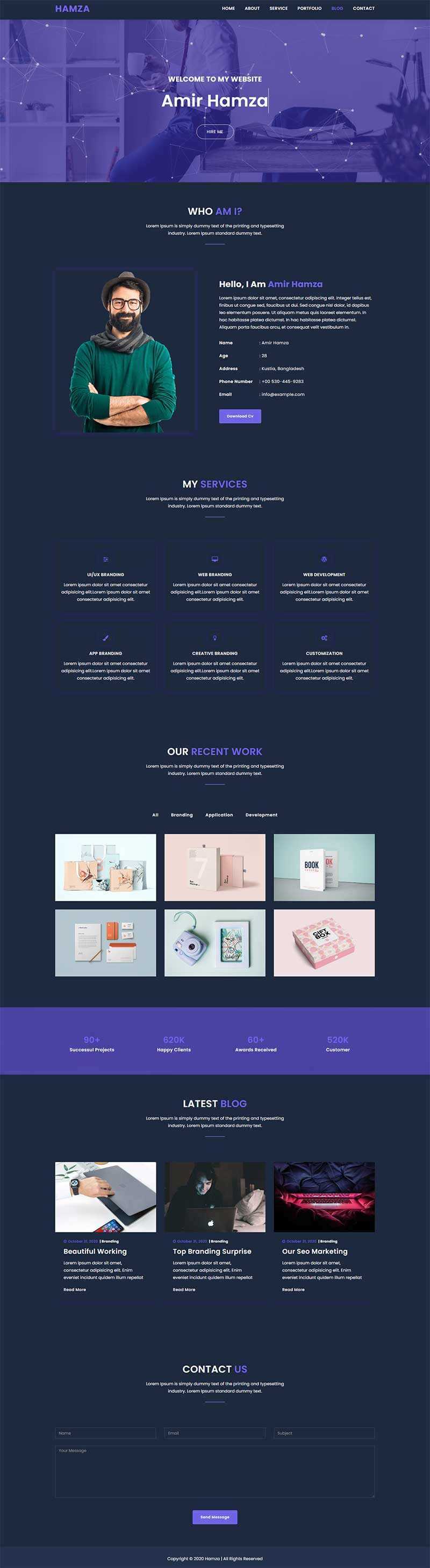 炫酷全屏个人作品集展示网页html模板 - 源空间