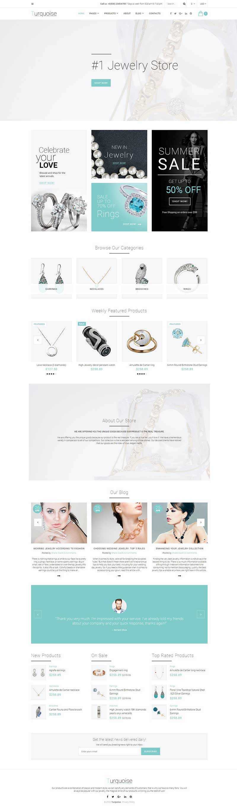 白色珠宝商城整站网页html模板 - 源空间