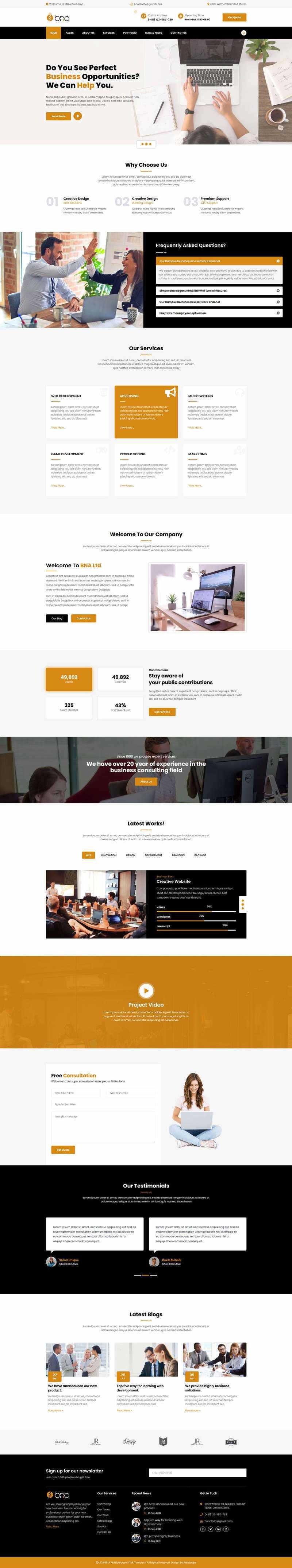 Bootstrap多用途响应式商务企业展示html模板 - 源空间