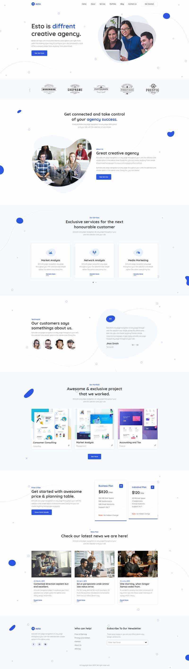 响应式创意的微小企业工作室网站html模板 - 源空间