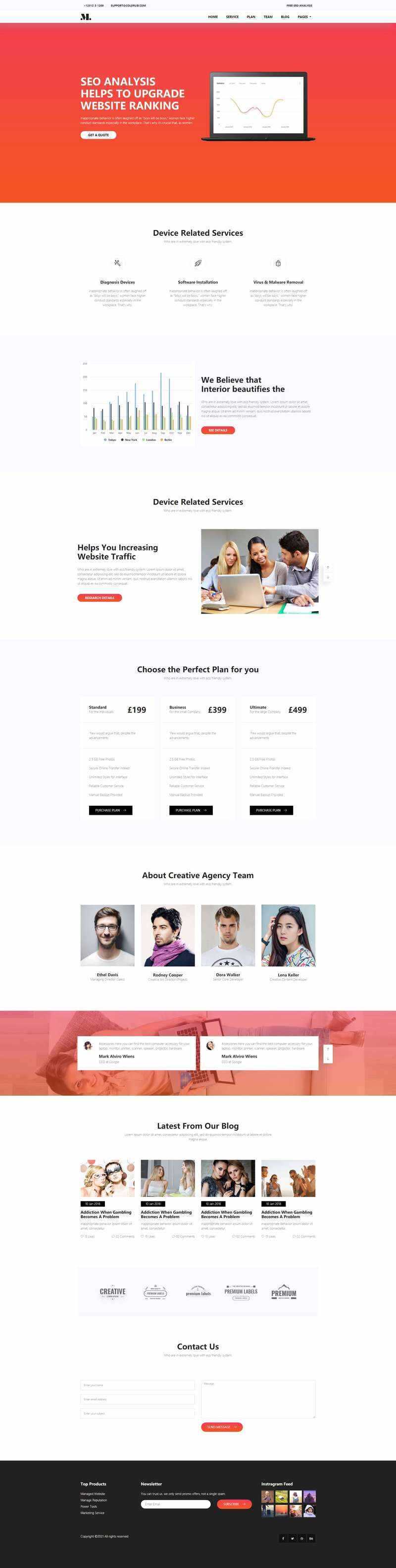 红色响应式SEO优化服务网站html模板 - 源空间