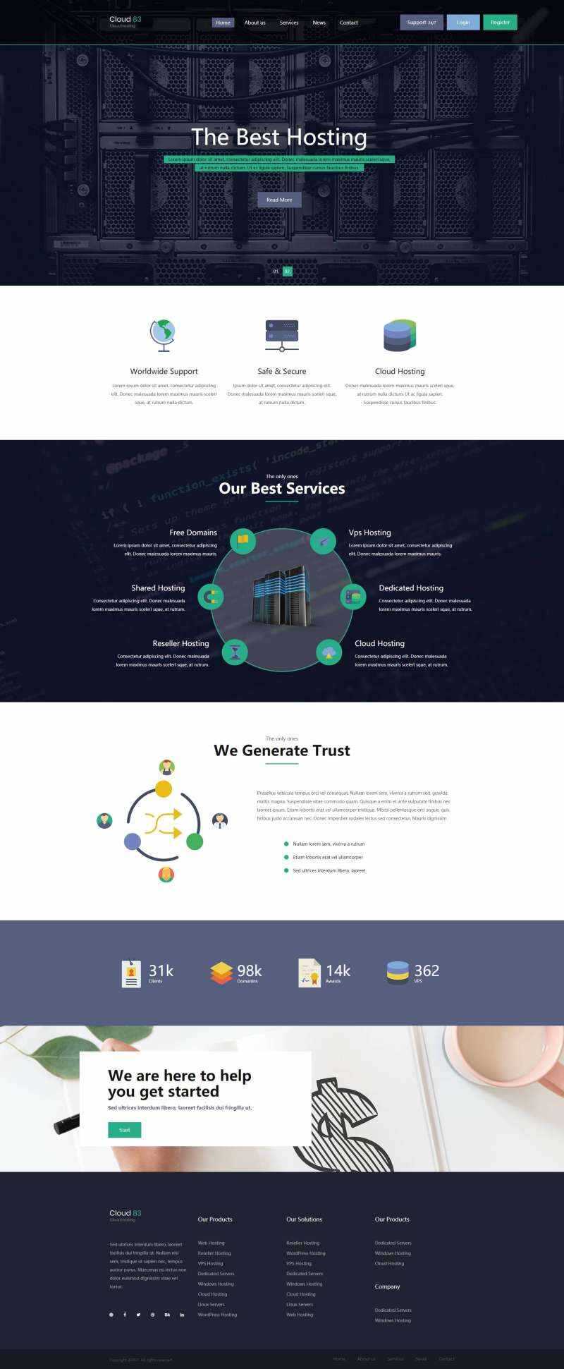 多用途主机托管云服务网站html模板 - 源空间