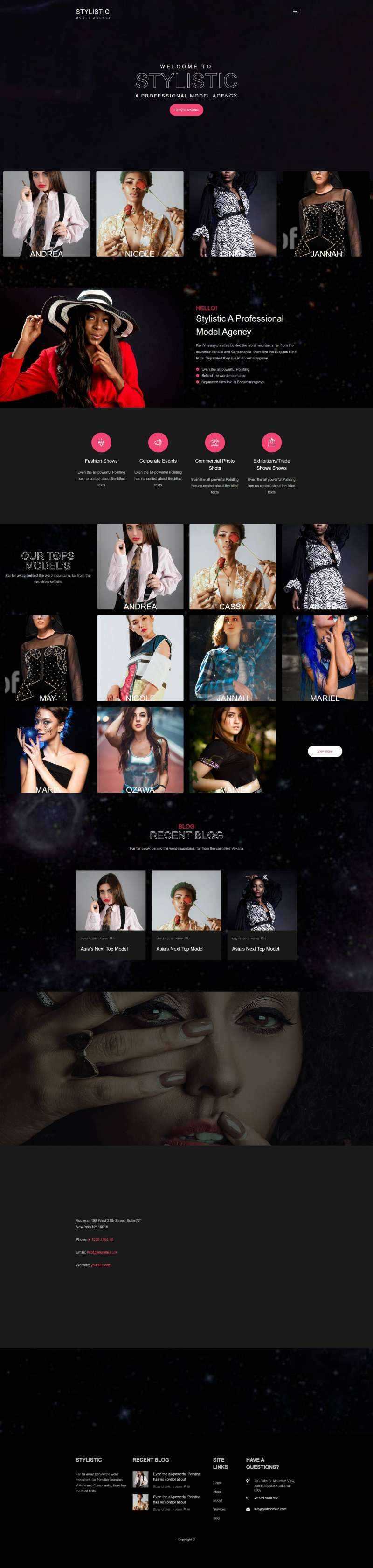 全屏背景Bootstrap4模特经纪公司网站模html板 - 源空间