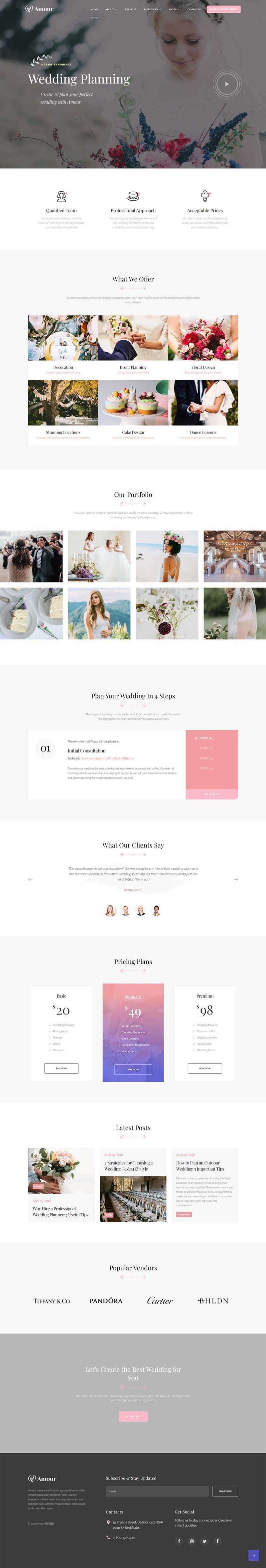 粉色简约的婚庆婚礼策划网站html模板 - 源空间