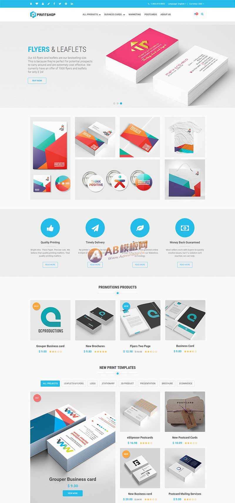 图片[3] - 蓝色的响应式名片印刷公司网站html模板 - 源空间