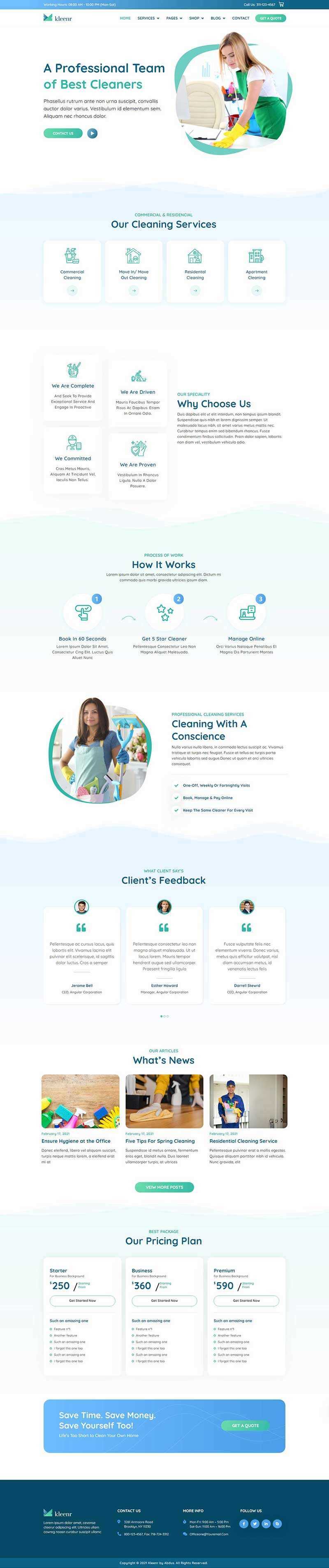 绿色清爽的家政清洁服务公司网站html模板 - 源空间