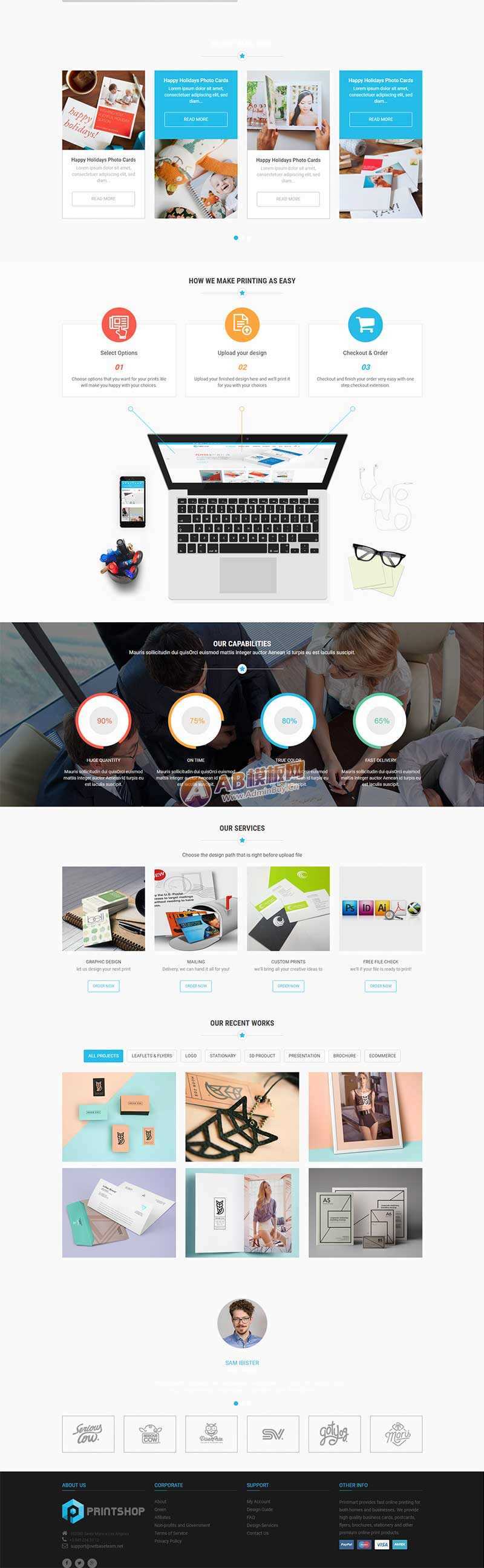 图片[2] - 蓝色的响应式名片印刷公司网站html模板 - 源空间