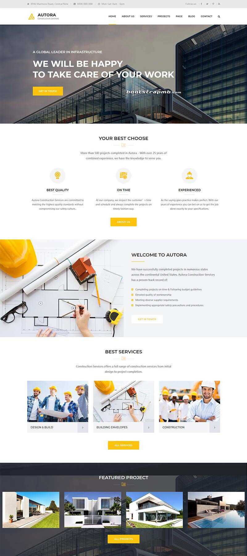 Bootstrap响应式的房地产建筑企业网站HTML模板 - 源空间